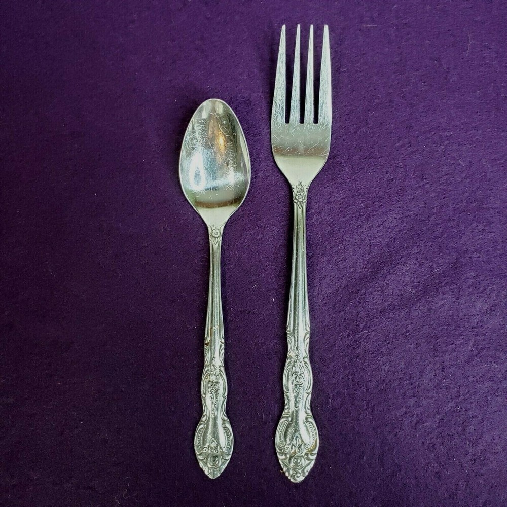 Imperial International Stainless Dinner Fork and Teaspoon 18CR Floral Scrolls